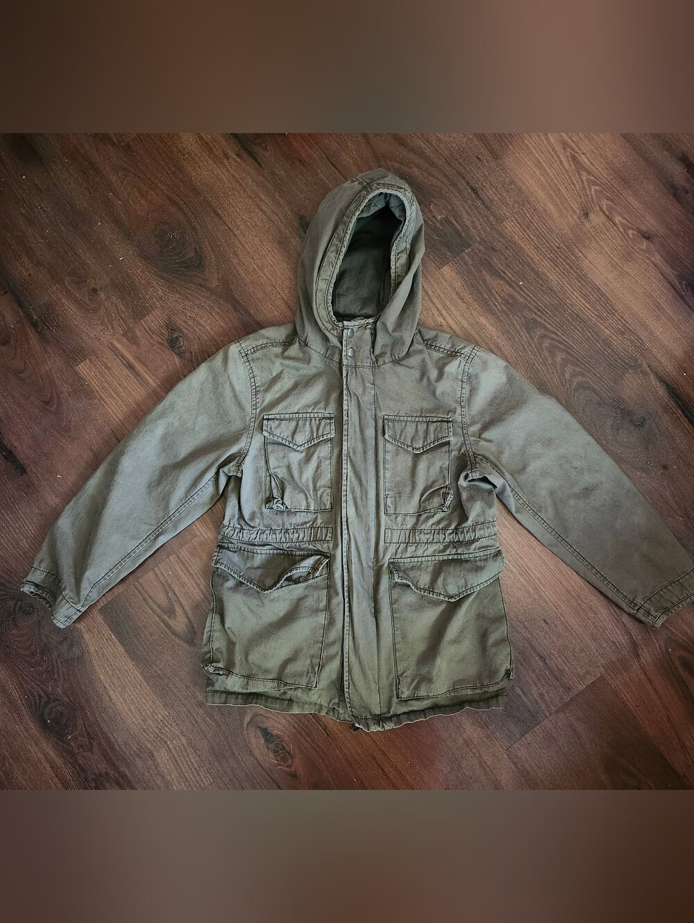 Pre-loved GAP Kids Hooded Field Jacket - Olive Green Military Style
